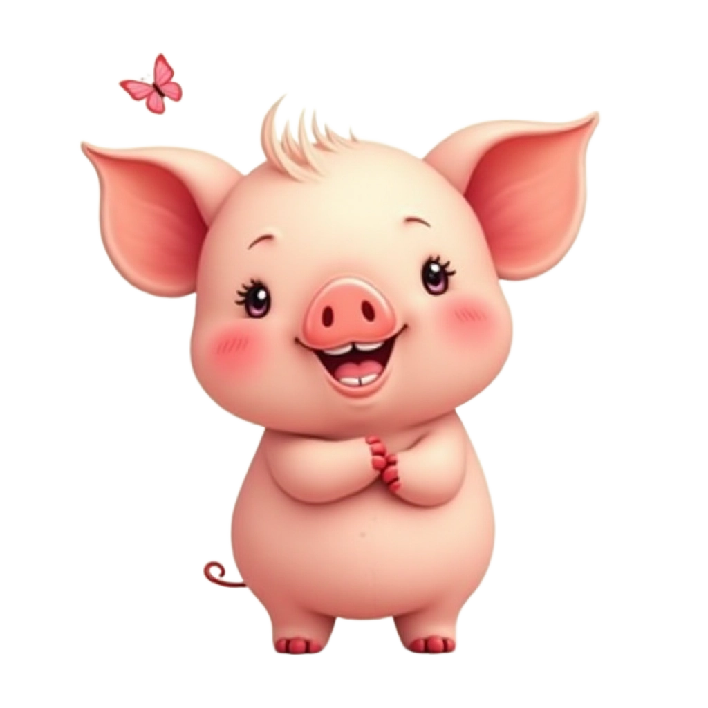 Happy Cartoon Pig